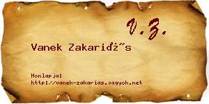 Vanek Zakariás névjegykártya